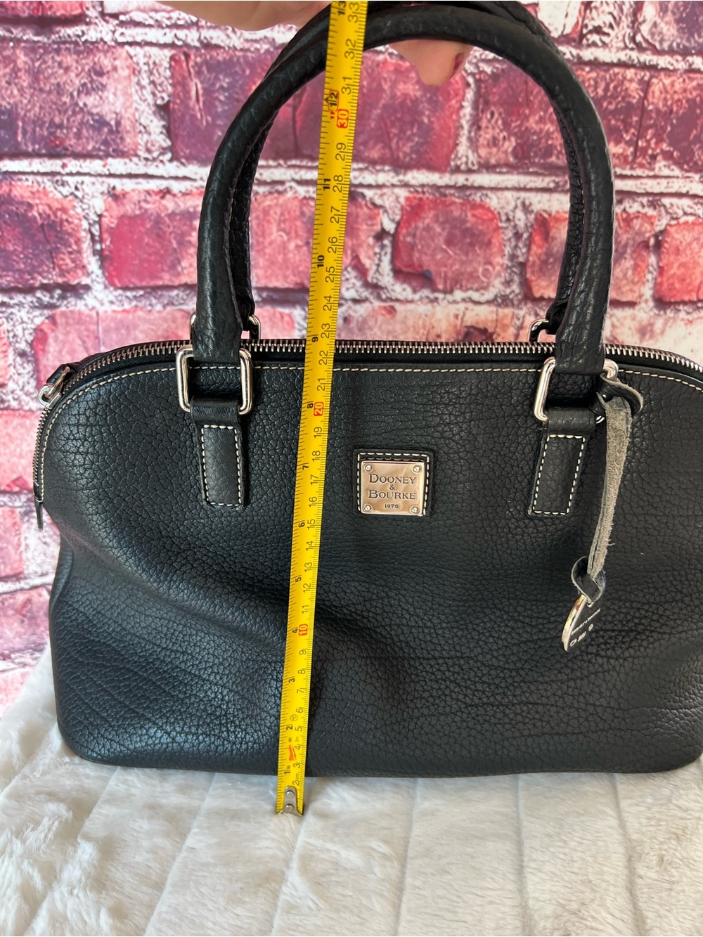 Dooney & Bourke Vintage Embossed Pebbled Leather Dome Satchel - Black - Picture 10 of 10